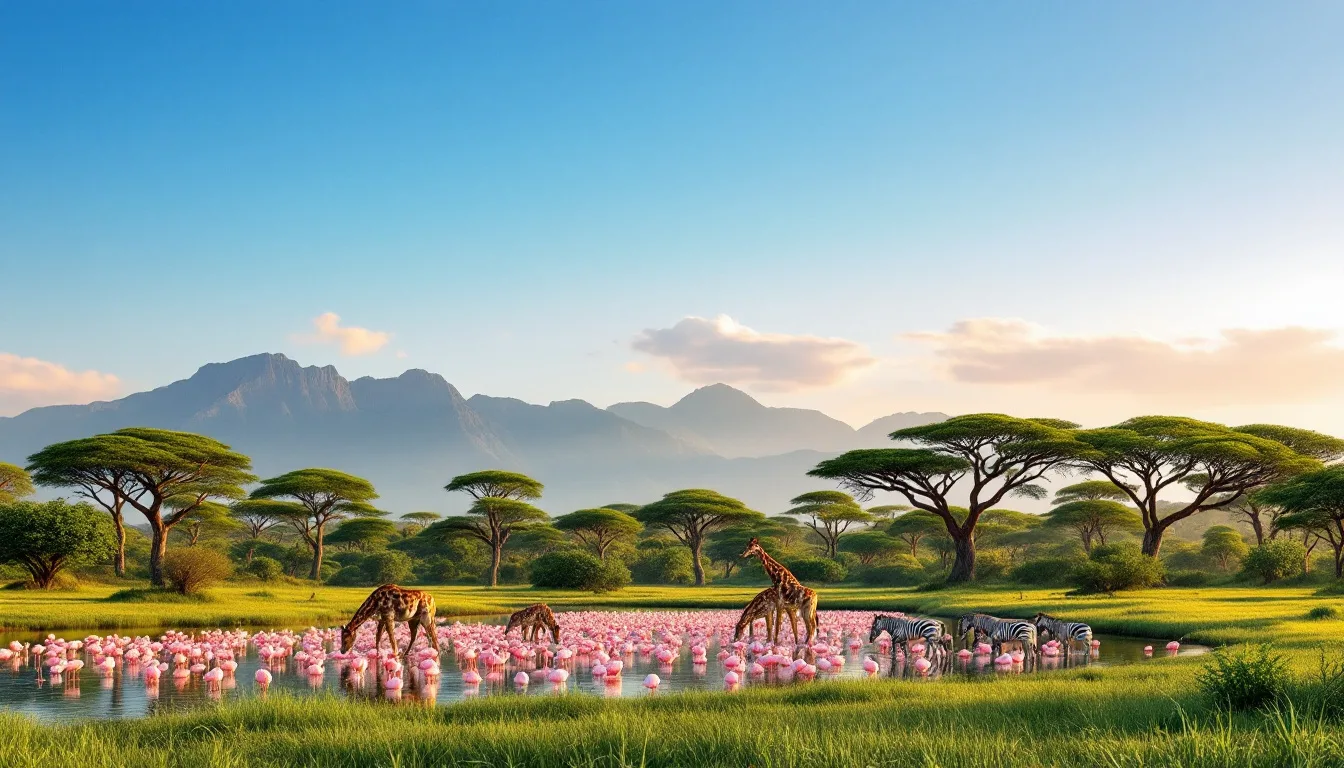 découvrez les merveilles du parc national de lake nakuru, un sanctuaire naturel fascinant offrant des paysages époustouflants, une avifaune spectaculaire et la possibilité d'observer des espèces menacées telles que les rhinocéros et les flamants roses. une aventure inoubliable au cœur de la biodiversité kényane vous attend.